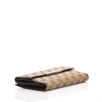 Gucci Monogram Metal Bar Continental Flap Wallet Beige Ebony Dark Brown 4 of 10