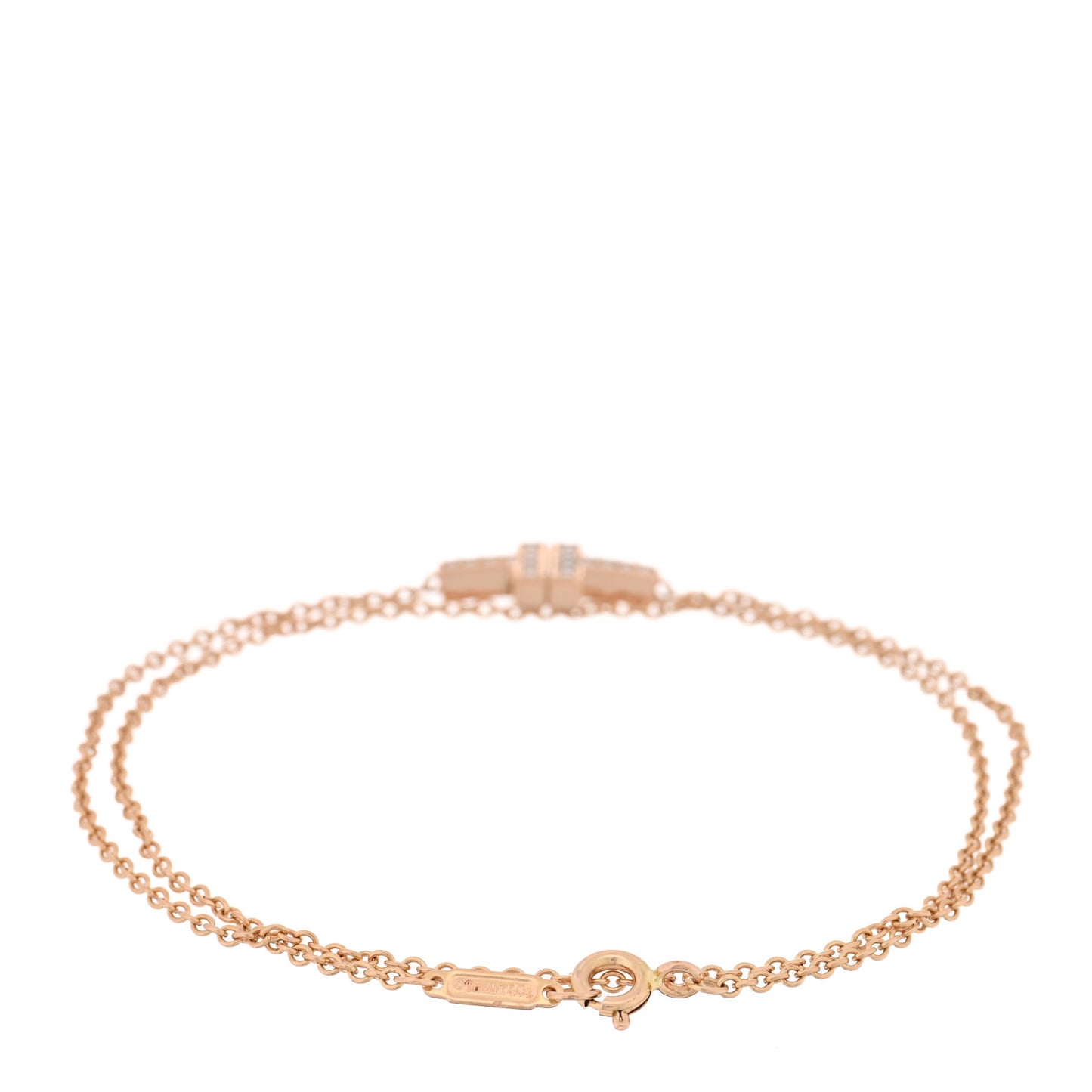 18K Rose Gold Diamond T Double Chain Bracelet