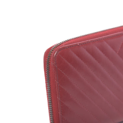 Chanel Glazed Calfskin Coco Boy Large Gusset Zip Around Wallet Red 11 of 13