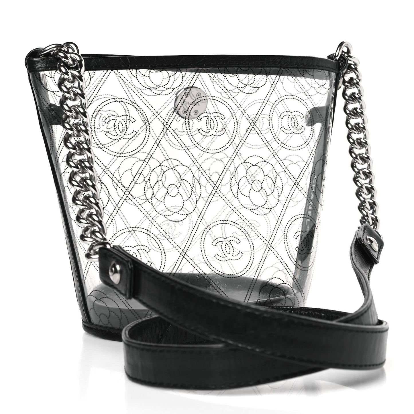 Crumpled Calfskin PVC Bucket Bag Black