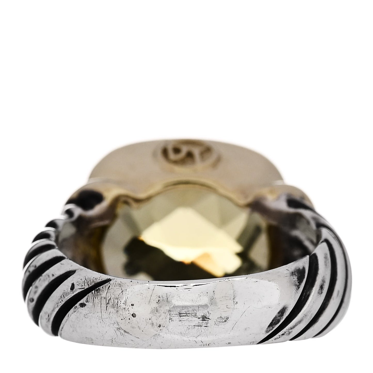 Sterling Silver 14K Yellow Gold Lemon Citrine 14mm Noblesse Ring 58 8.5