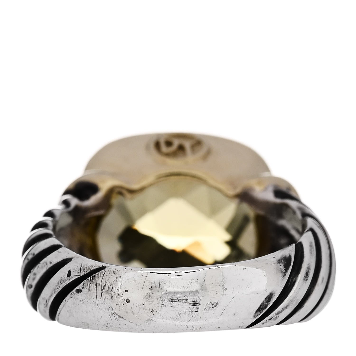 David Yurman Sterling Silver 14K Yellow Gold Lemon Citrine 14mm Noblesse Ring 58 8.5 4 of 6