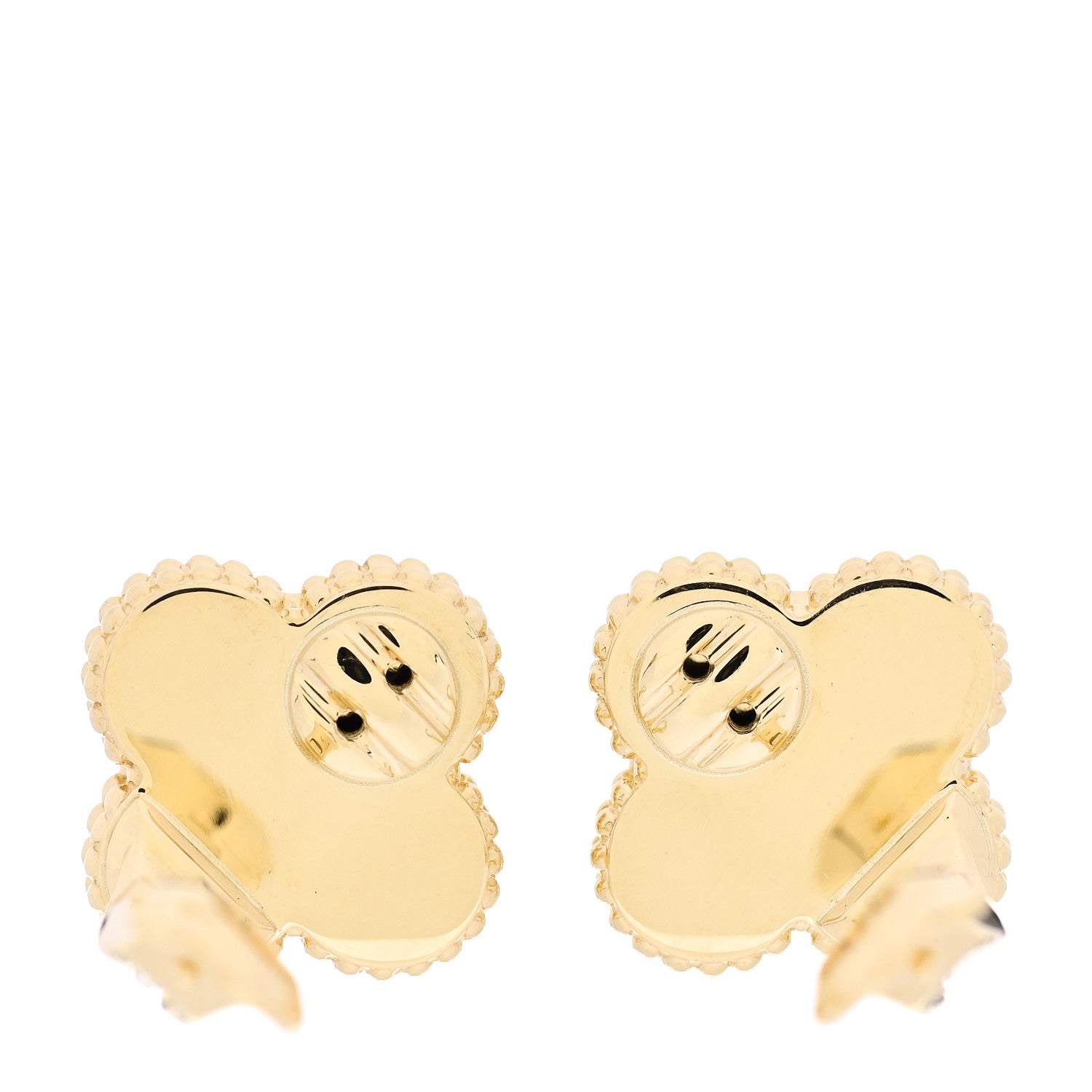 Van Cleef & Arpels 18K Yellow Gold Guilloche Vintage Alhambra Earrings 4 of 8
