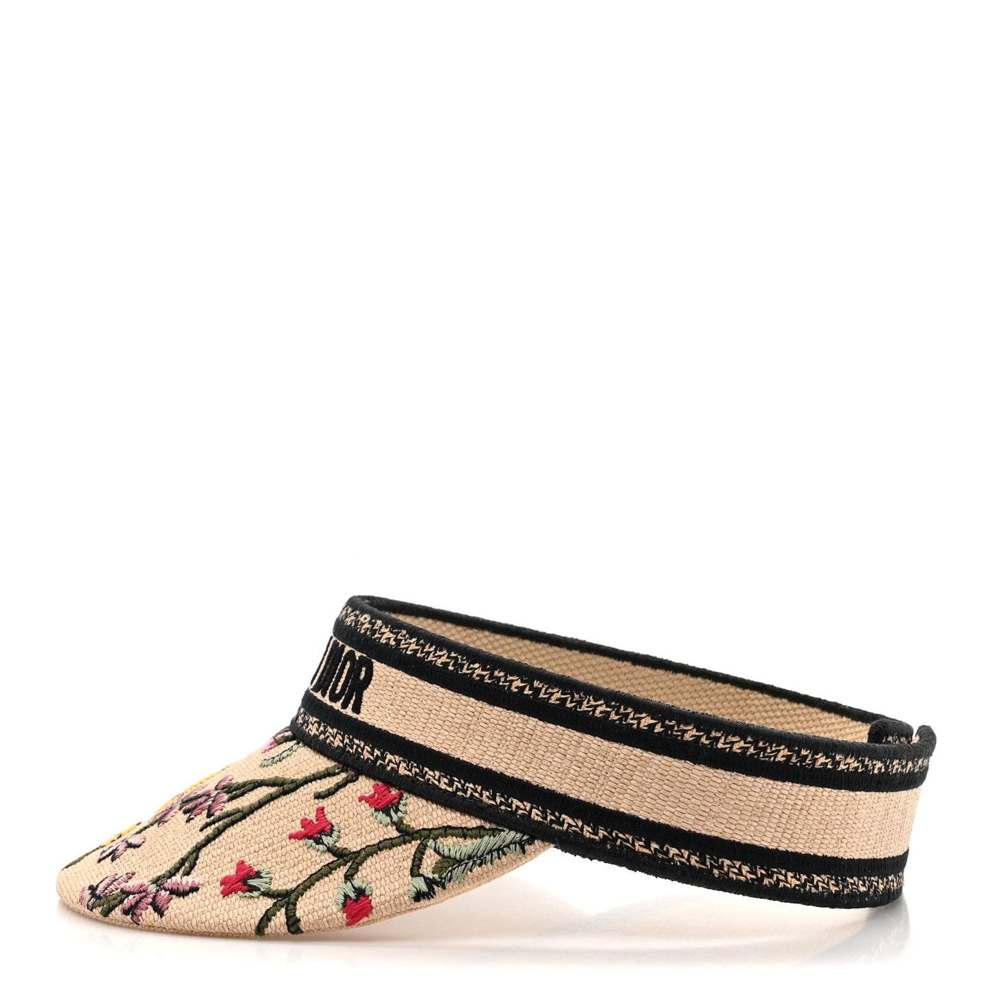 Raffia Embroidered Petites Fleurs Visor Natural