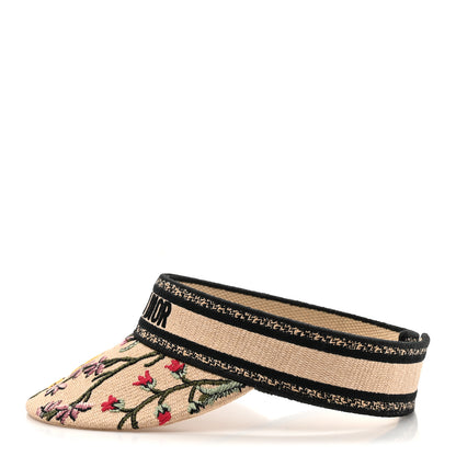 Christian Dior Raffia Embroidered Petites Fleurs Visor Natural 6 of 8