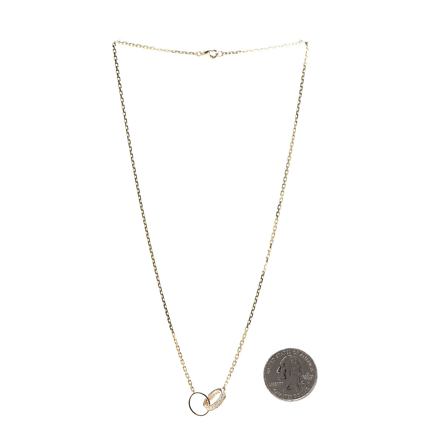 Cartier 18K Yellow Gold Diamond Interlocking LOVE Necklace 3 of 7