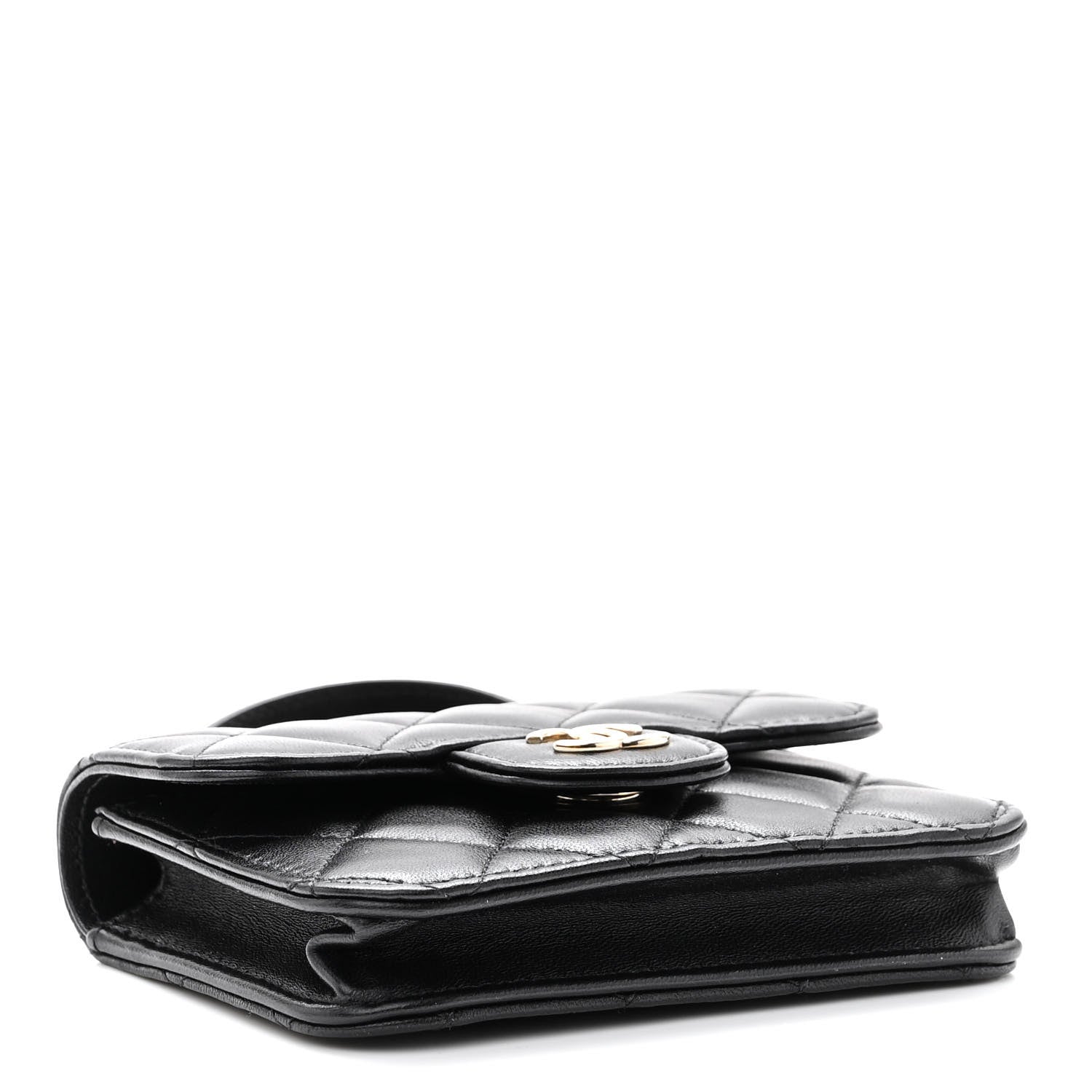 Chanel Lambskin Quilted Top Handle Flap Coin Purse With Chain Black 4 of 12