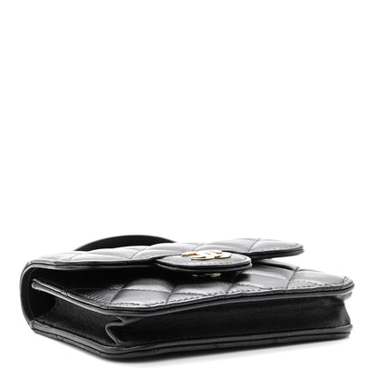 Chanel Lambskin Quilted Top Handle Flap Coin Purse With Chain Black 4 of 12