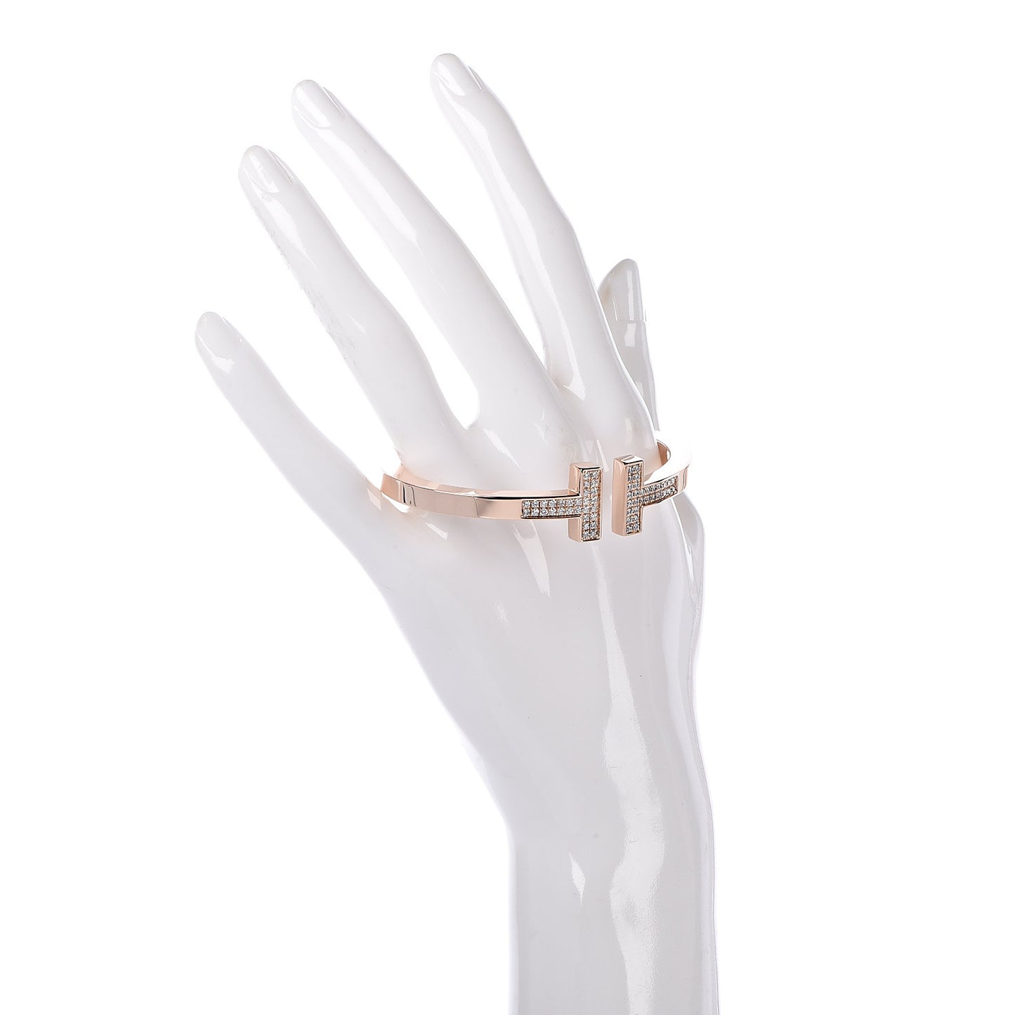 18K Rose Gold Diamond T Square Pave Bracelet