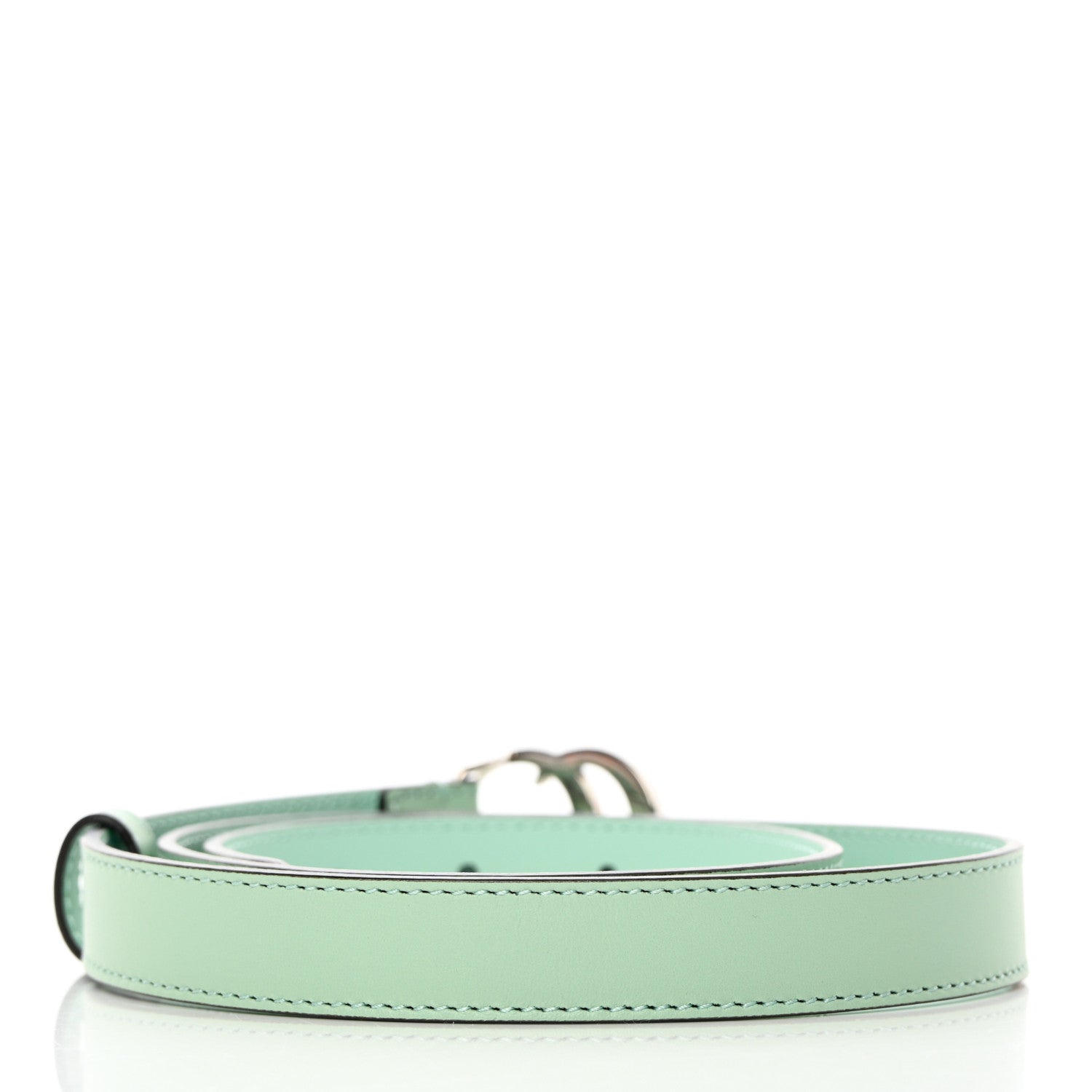 Gucci Moon Calfskin Palladium Double G 20mm Belt 80 32 Water Green 2 of 4
