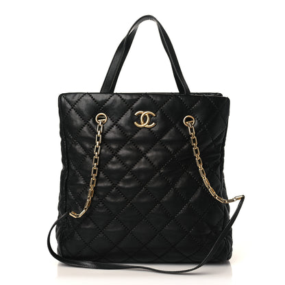 Chanel Calfskin Quilted Large Retro Chain Tote Black 1 of 10