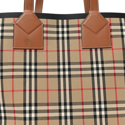 Burberry Cotton Vintage Check Large London Tote Bag Briar Brown Black 8 of 10