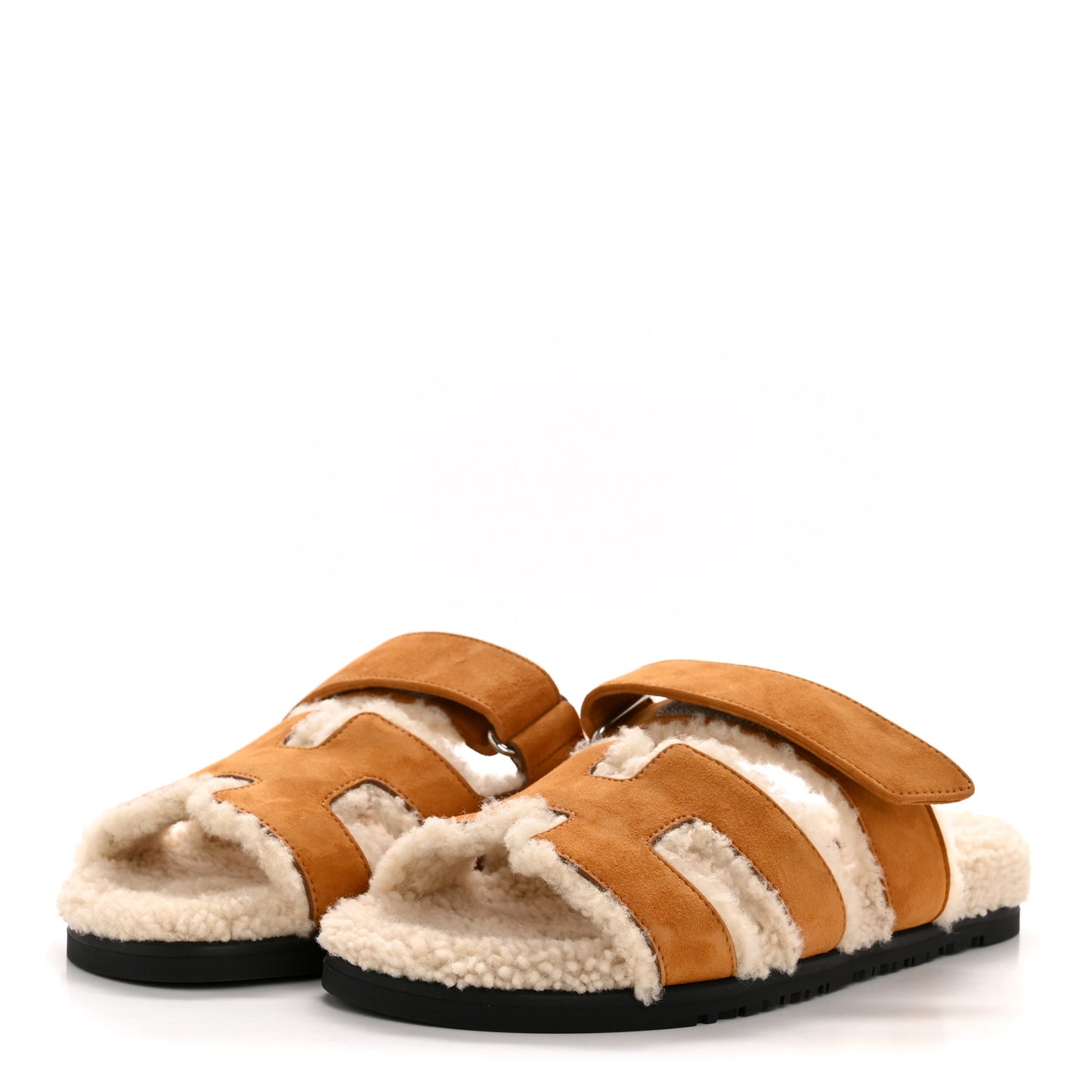 Suede Goatskin Woolskin Womens Chypre Sandals 38.5 Naturel Ecru