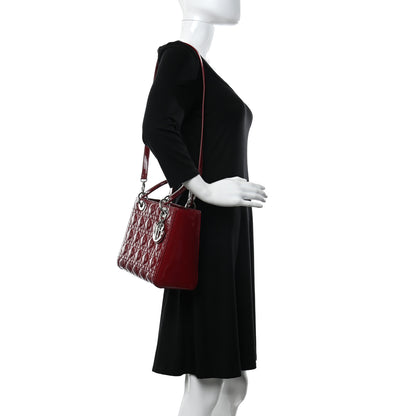 Christian Dior Patent Cannage Whipstitch Medium Lady Dior Red 2 of 12