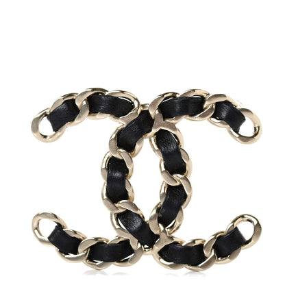 Chanel Lambskin Chain CC Brooch Black Gold 1 of 5