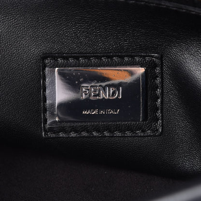 Fendi Vitello Dolce Shiny Nappa Plexglass Granite Medium Peekaboo Iconic Satchel Black 8 of 14