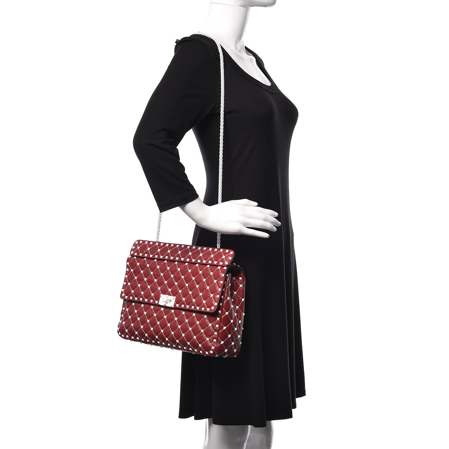Lambskin Large Free Rockstud Spike Shoulder Bag Rosso Valentino