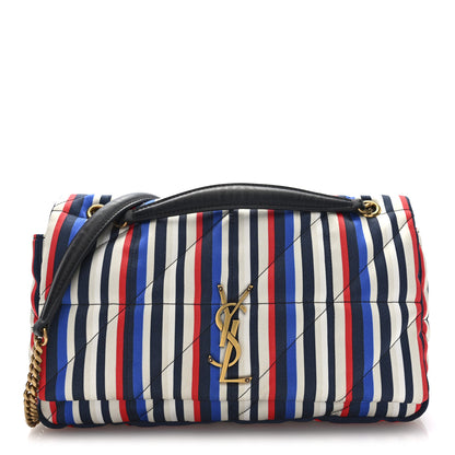 Saint Laurent Silk Striped Monogram Medium Jamie Blue Multicolor 1 of 9