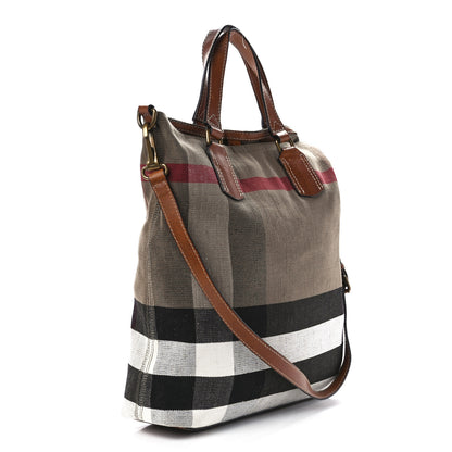 Burberry Canvas Mega Check Medium Tottenham Brit Tote Saddle Brown 3 of 11
