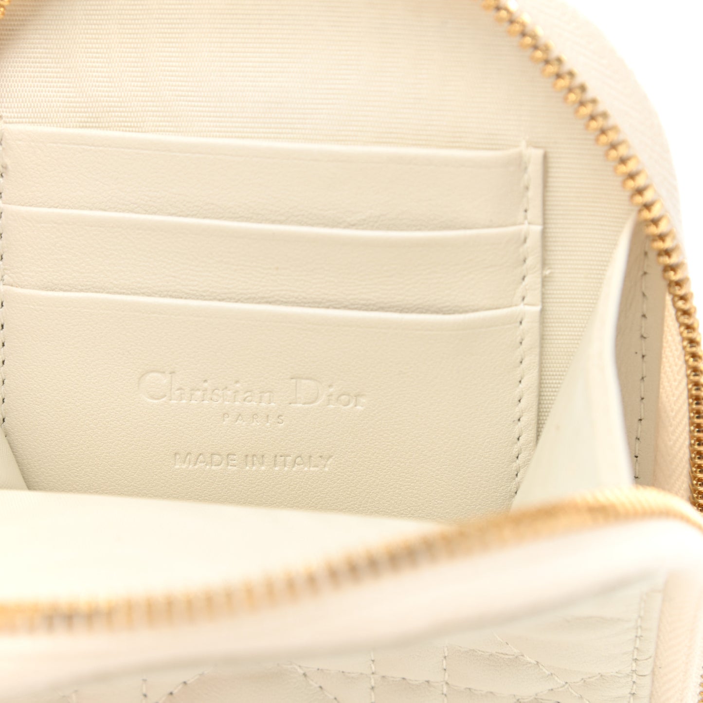 Lambskin Cannage Lady Dior Phone Holder Latte