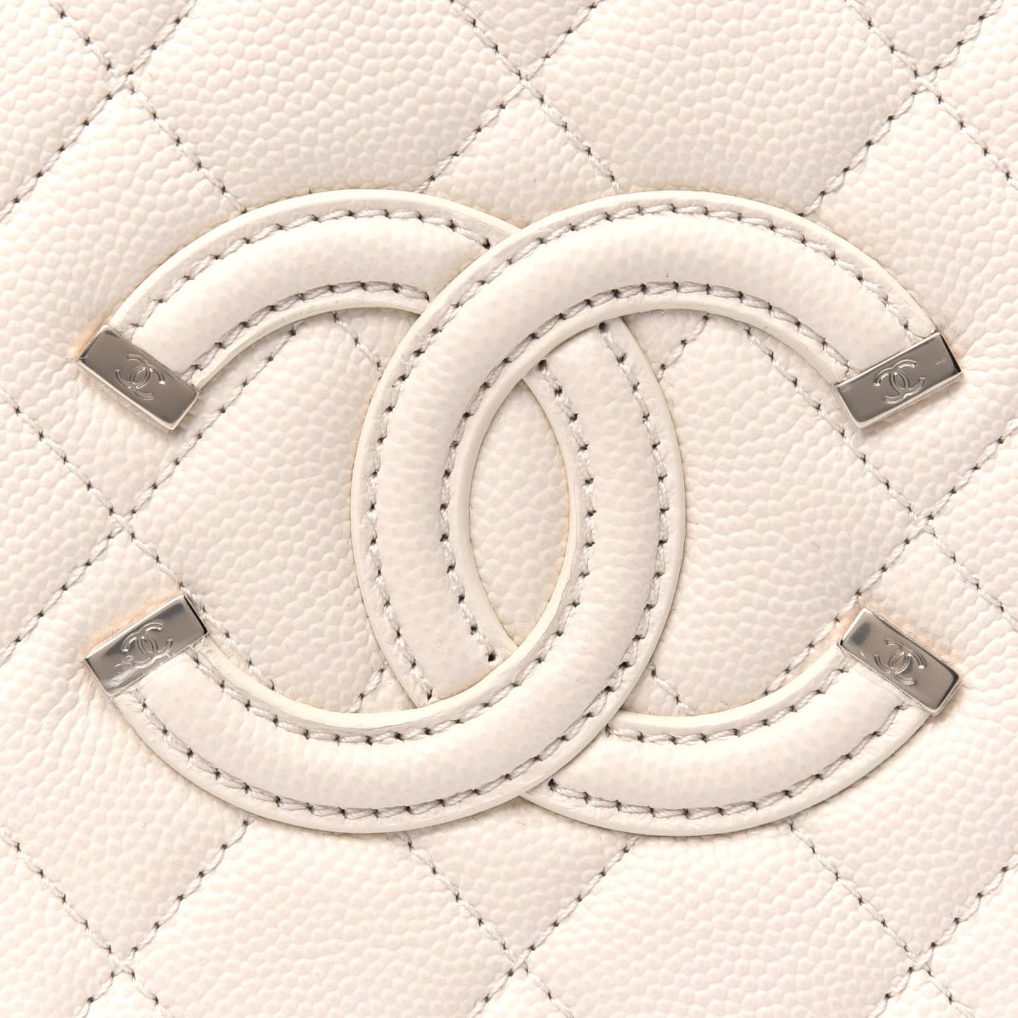 Caviar Quilted CC North South Filigree Vanity Case Light Beige