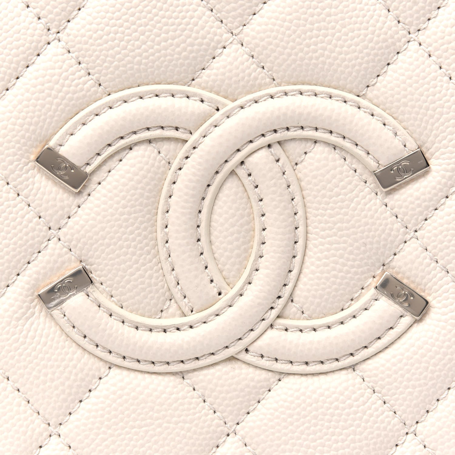 Chanel Caviar Quilted CC North South Filigree Vanity Case Light Beige 14 of 15