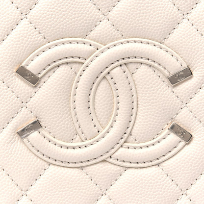 Chanel Caviar Quilted CC North South Filigree Vanity Case Light Beige 14 of 15