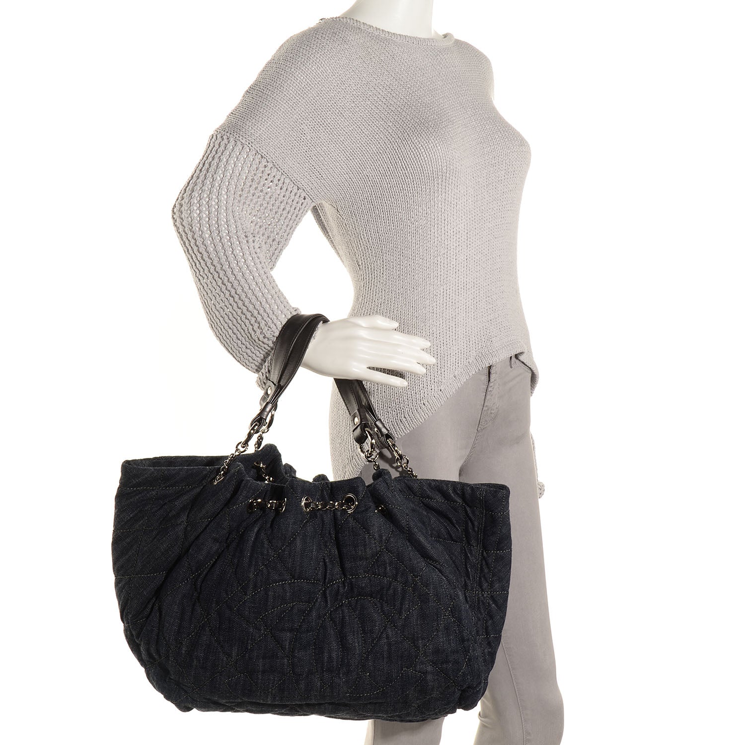Chanel Denim Quilted Stretch Spirit Large Cabas Tote Blue 2 of 6