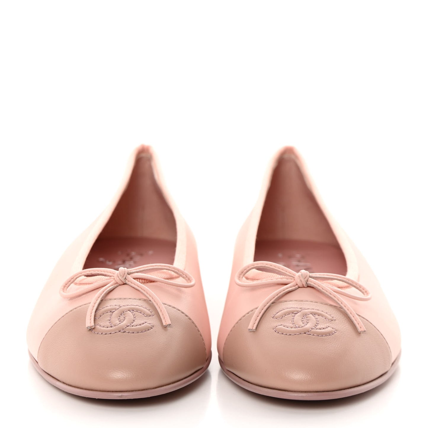 Lambskin Cap Toe CC Ballerina Flats 40.5 Light Pink Dark Pink