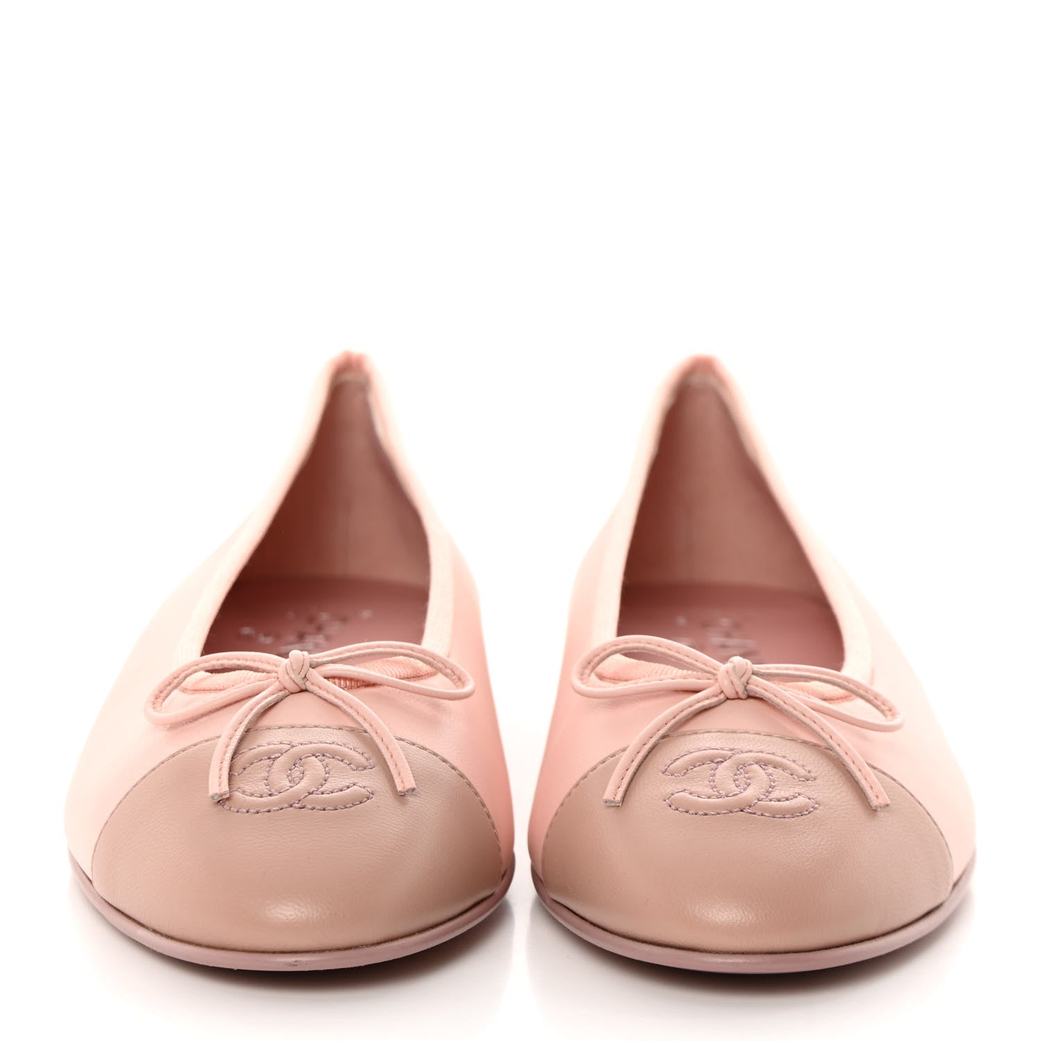 Chanel Lambskin Cap Toe CC Ballerina Flats 40.5 Light Pink Dark Pink 2 of 9