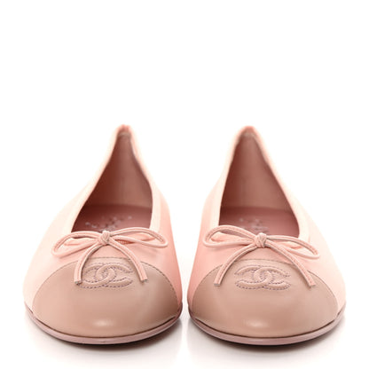 Chanel Lambskin Cap Toe CC Ballerina Flats 40.5 Light Pink Dark Pink 2 of 9