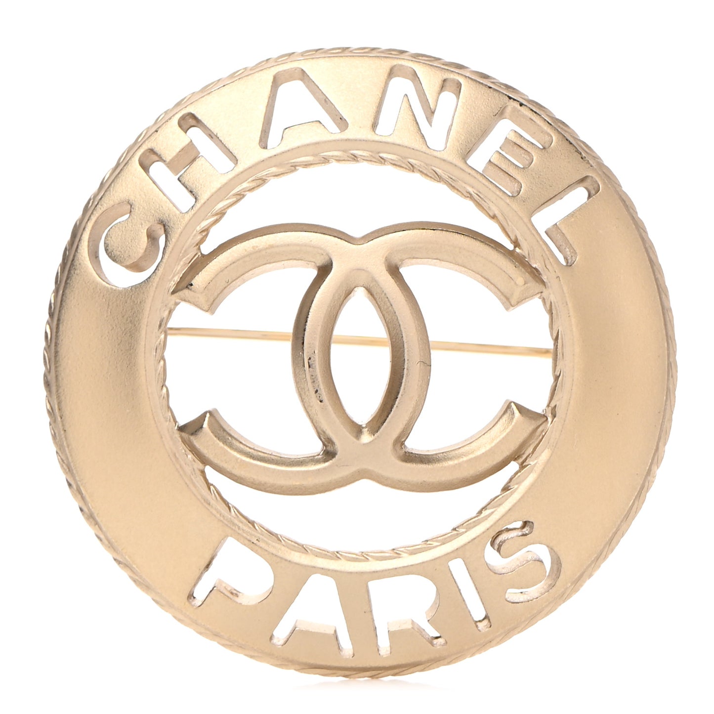 Metal CC Paris Brooch Gold