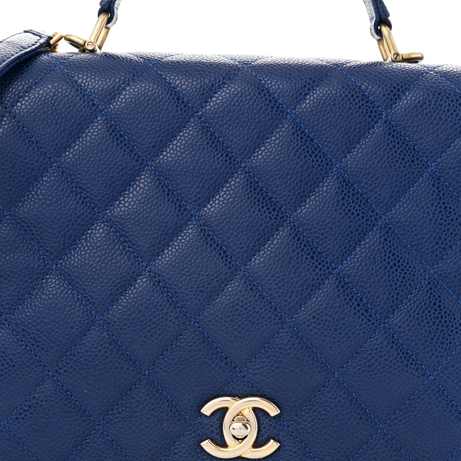 Chanel Caviar Large Carry Around Flap Bag Blue 8 of 15