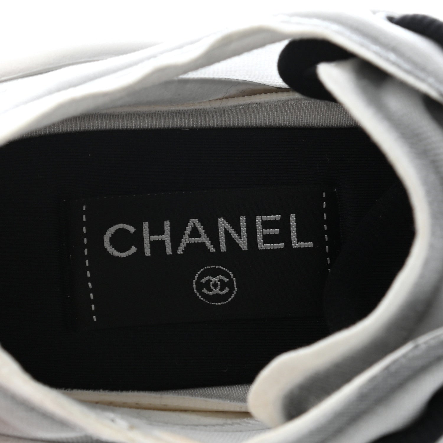 Chanel Calfskin Mesh Lycra Womens Logo Sneakers 38 White Black 6 of 7