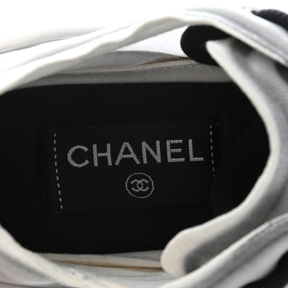 Chanel Calfskin Mesh Lycra Womens Logo Sneakers 38 White Black 6 of 7