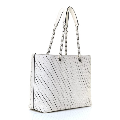 Chanel Perforated Grained Calfskin Large Shopping Tote White 2 of 4