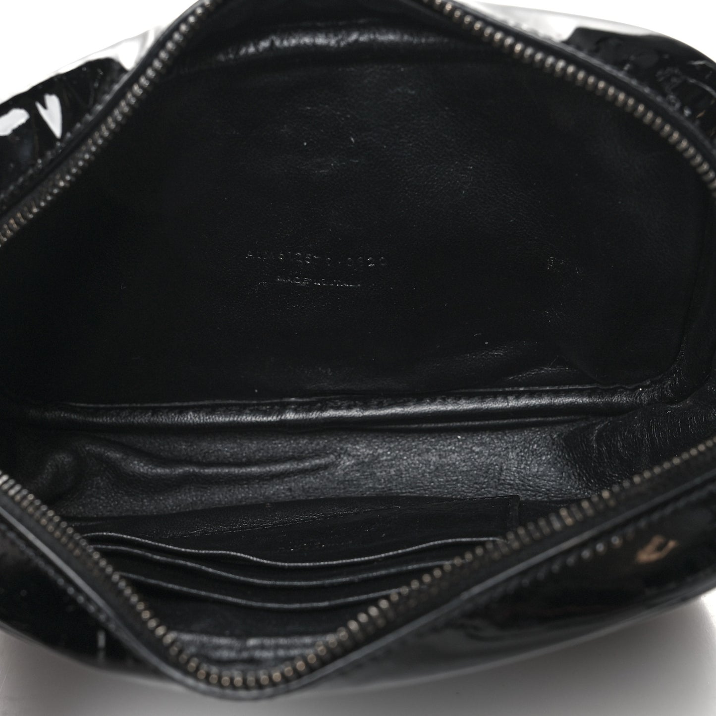 Patent Calfskin Matelasse Monogram Mini Lou Camera Bag Black