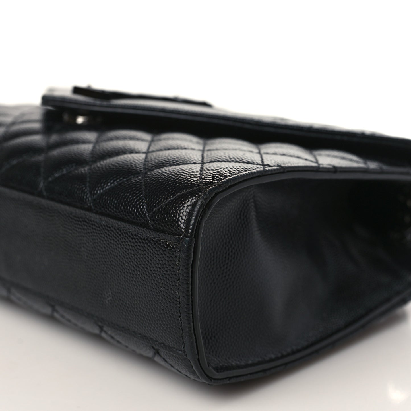Grain De Poudre Textured Mixed Matelasse Triquilt Medium Monogram Monochrome Satchel Black