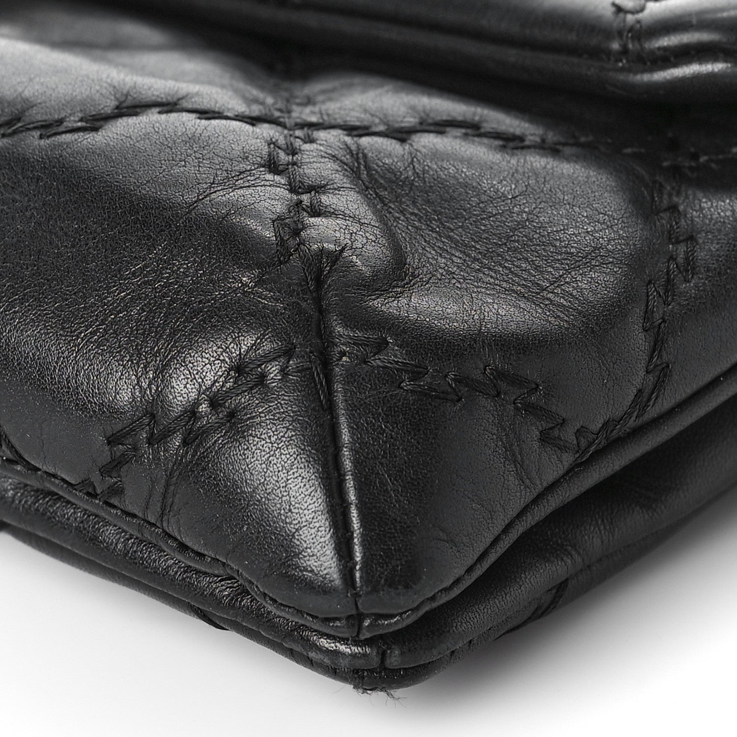 Chanel Calfskin Quilted Double Stitch Hamptons Clutch with Chain Black 9 of 11