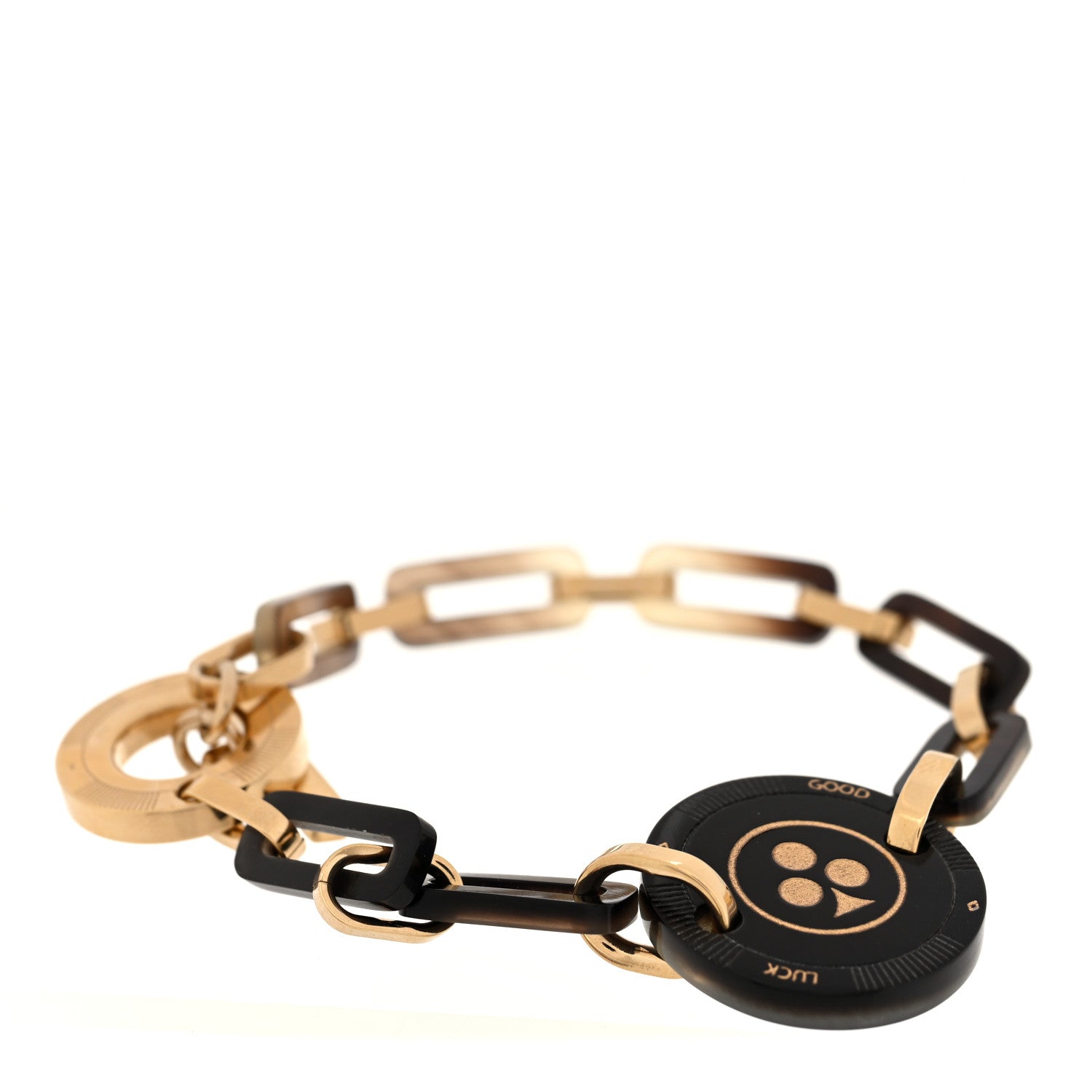 Hermes Metal Buffalo Horn Faites Vos Jeux Link Bracelet Gold Black 1 of 5