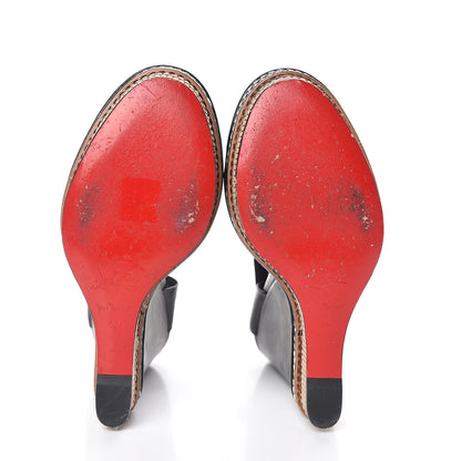 Christian Louboutin Shiny Calfskin Tribuli 140 Wedge Sandals 40 Black 7 of 15