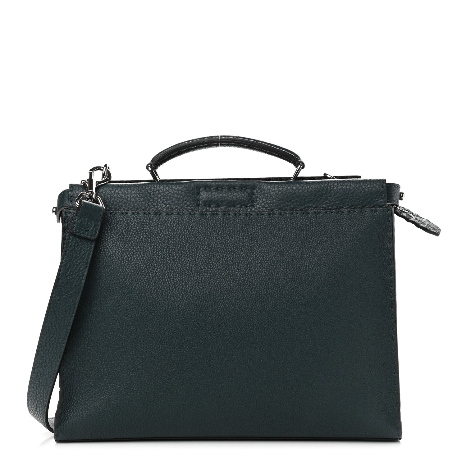 Fendi Cuoio Romano Selleria Bi-Color Large Peekaboo Iconic Fit Satchel Amazzonia Black 1 of 9