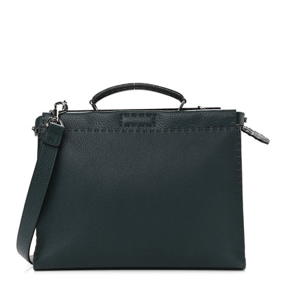Fendi Cuoio Romano Selleria Bi-Color Large Peekaboo Iconic Fit Satchel Amazzonia Black 1 of 9