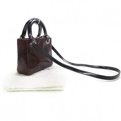 Christian Dior Polished Leather Mini Lady Dior Burgundy 3 of 9