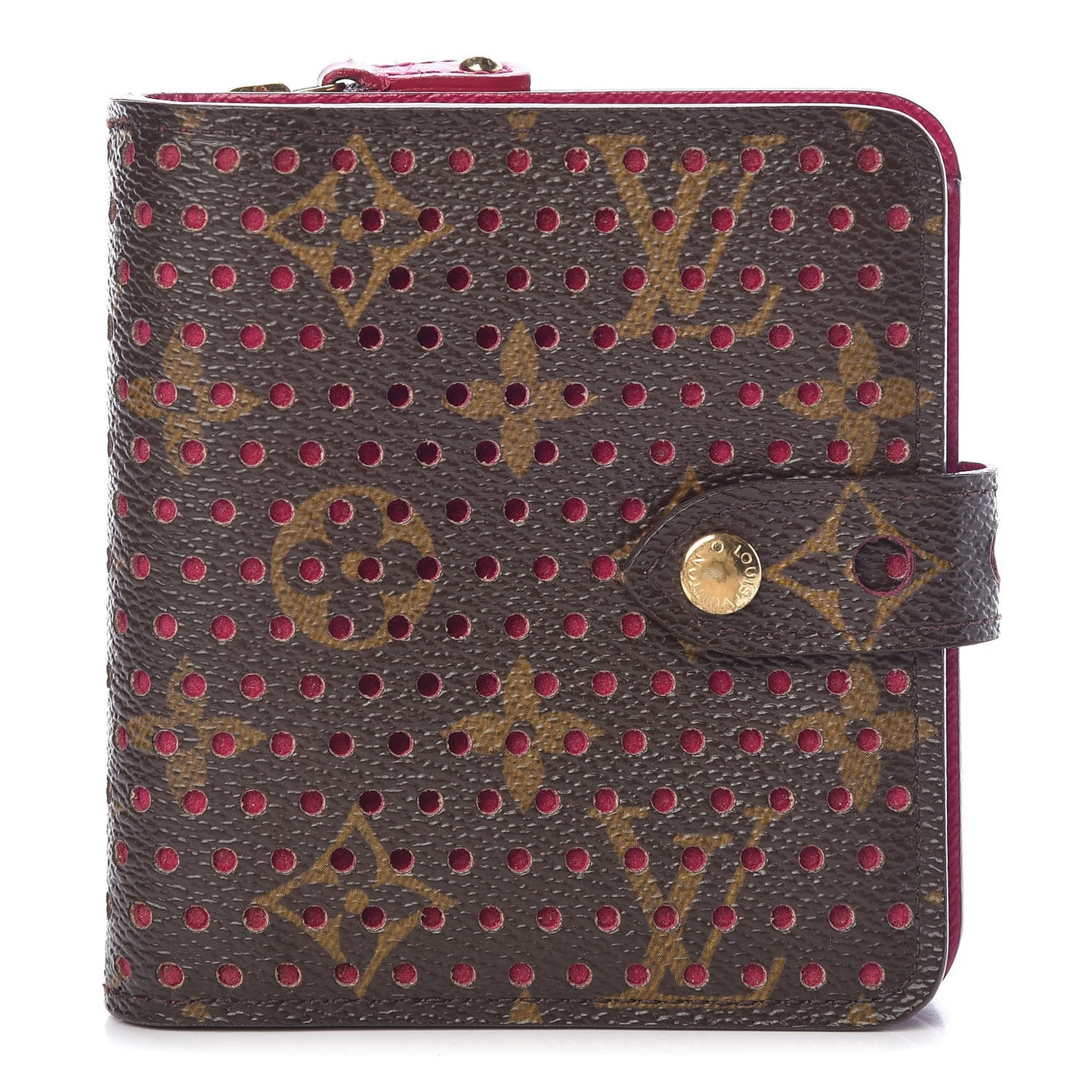 Monogram Perforated Compact Zipped Wallet Fuchsia