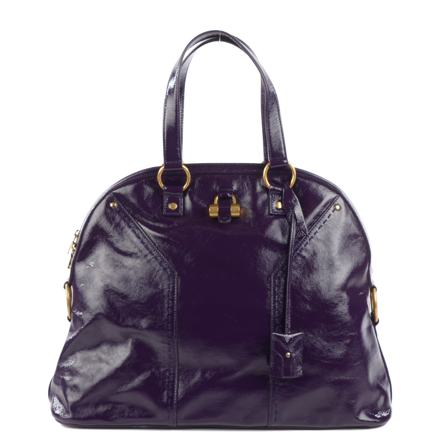 Patent Calfskin Oversized Muse Purple