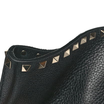 Valentino Garavani Grained Calfskin Rockstud Shoulder Tote Black 9 of 10
