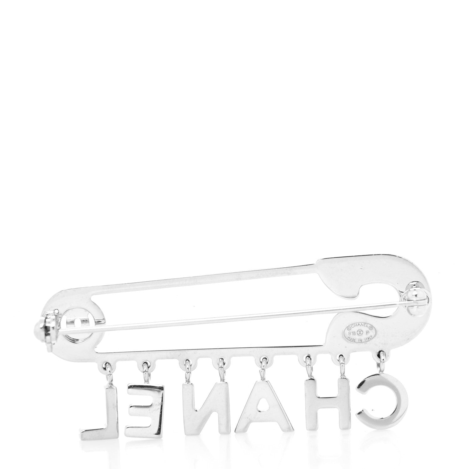 Chanel Crystal Safety Pin Brooch Silver 2 of 3