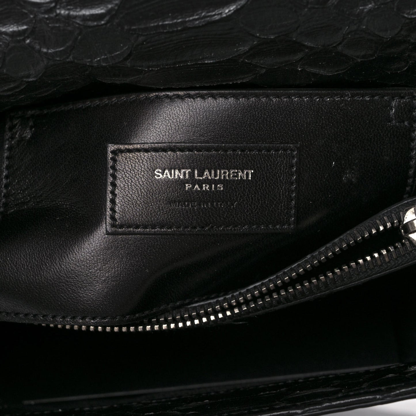 Calfskin Python Embossed Monogram Medium College Bag Black