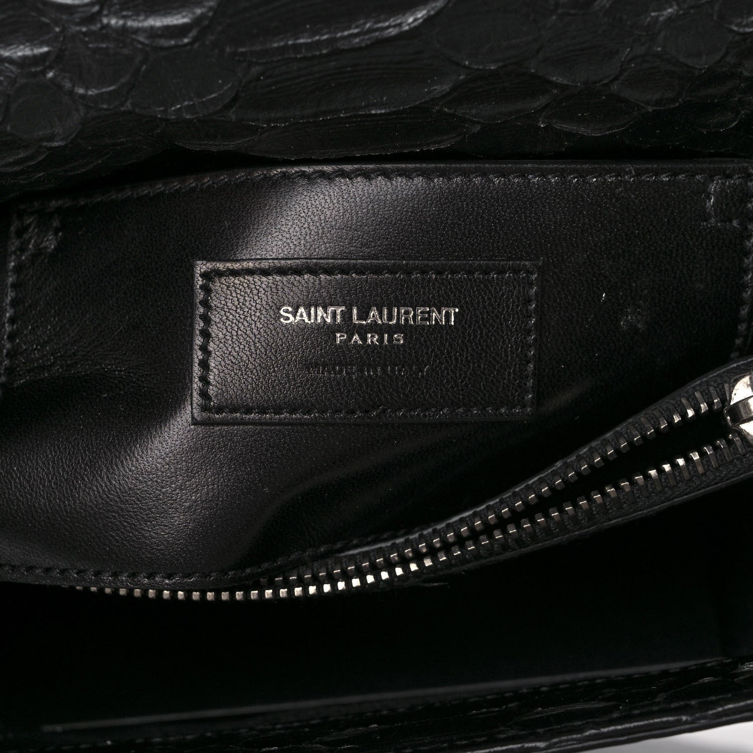 Saint Laurent Calfskin Python Embossed Monogram Medium College Bag Black 6 of 9